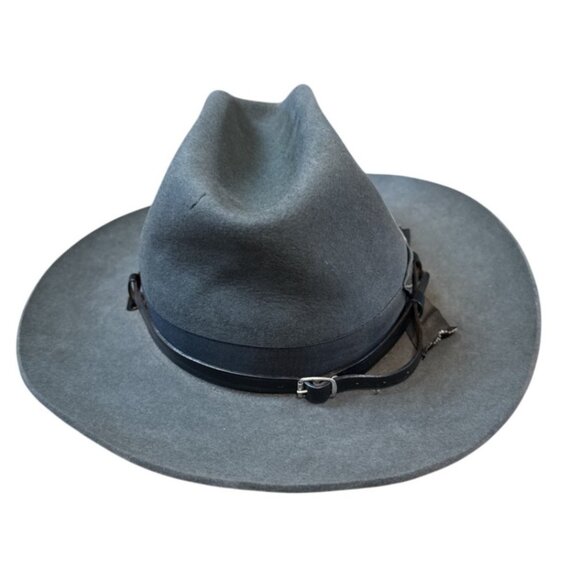 Stratton Sheriff Style FELT Hat Brim Oval Gray Sz 7 1/4 Self Forming USA - Picture 3 of 9
